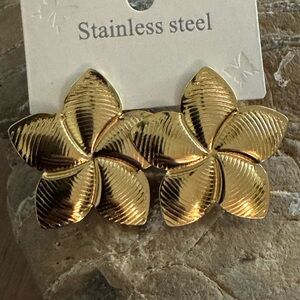 Gold Floral Stainless Steel Earrings